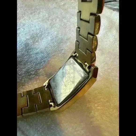 Mens Guess Steel Gold-Tone Rectangle G11535G Diamond Dial Watch, Needs Battery - Picture 5 of 5